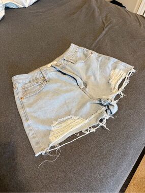 Forever 21 Light Blue Distressed Denim Shorts